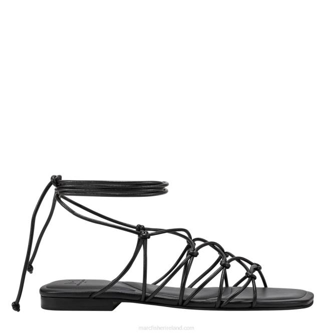 Black Monnie Ankle Wrap Flat Sandal Marc Fisher Women L2XH271