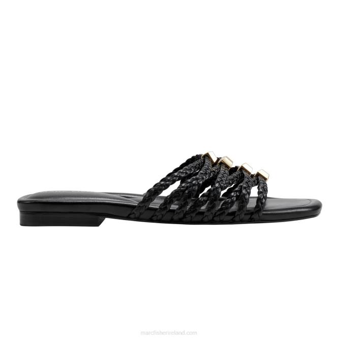 Black Woven Lelina Flat Slide Sandal Marc Fisher Women L2XH486