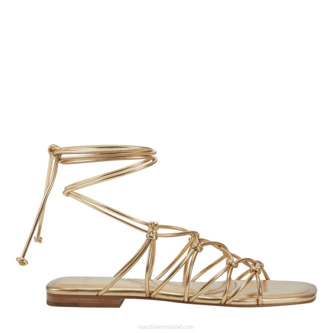 Gold Monnie Ankle Wrap Flat Sandal Marc Fisher Women L2XH270