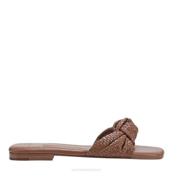 Luggage Brown Leather Marlon Flat Slide Sandal Marc Fisher Women L2XH297