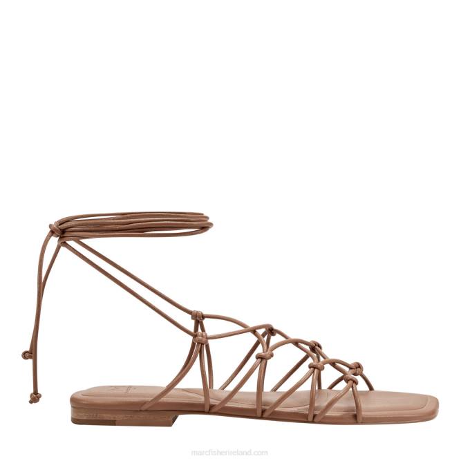Luggage Brown Monnie Ankle Wrap Flat Sandal Marc Fisher Women L2XH272