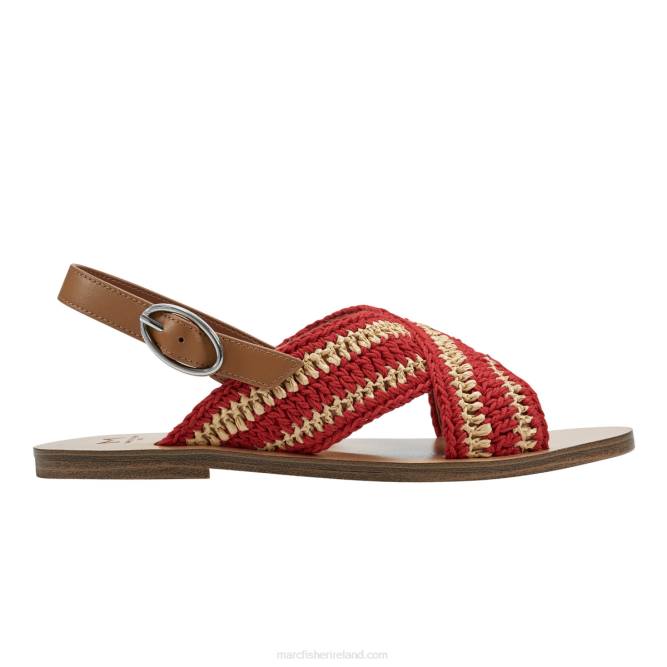 Red Lonnie Slingback Flat Sandal Marc Fisher Women L2XH304