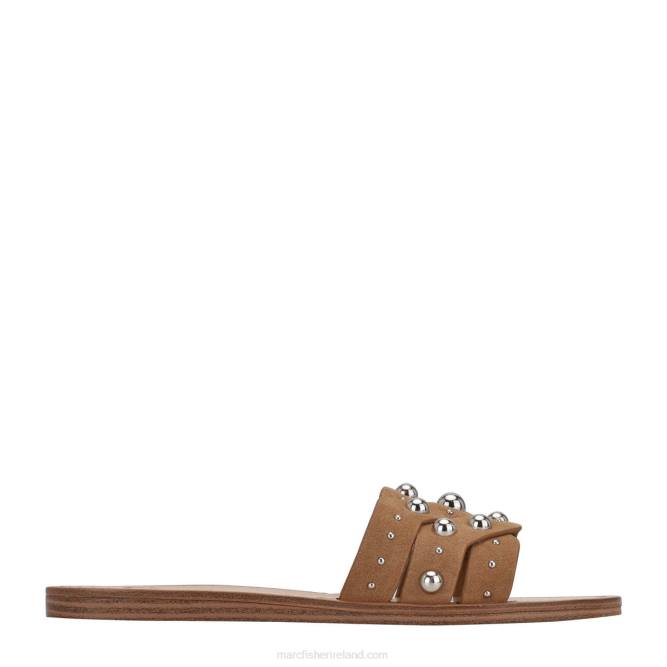 Tan Leather Paxton Stud Slide Marc Fisher Women L2XH331