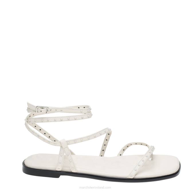 White Leather Nalica Flat Sandal Marc Fisher Women L2XH320