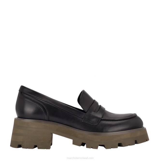 Black Leather Latika Lug Sole Loafer Marc Fisher Women L2XH440