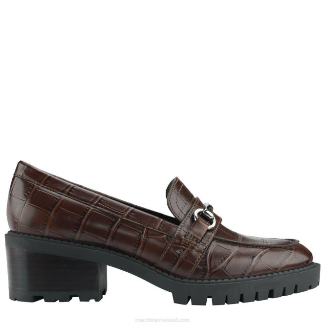 Dark Natural Croco Dancel Heeled Loafer Marc Fisher Women L2XH443