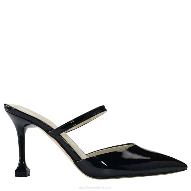 Black Patent Hadais Heeled Mule Marc Fisher Women L2XH452