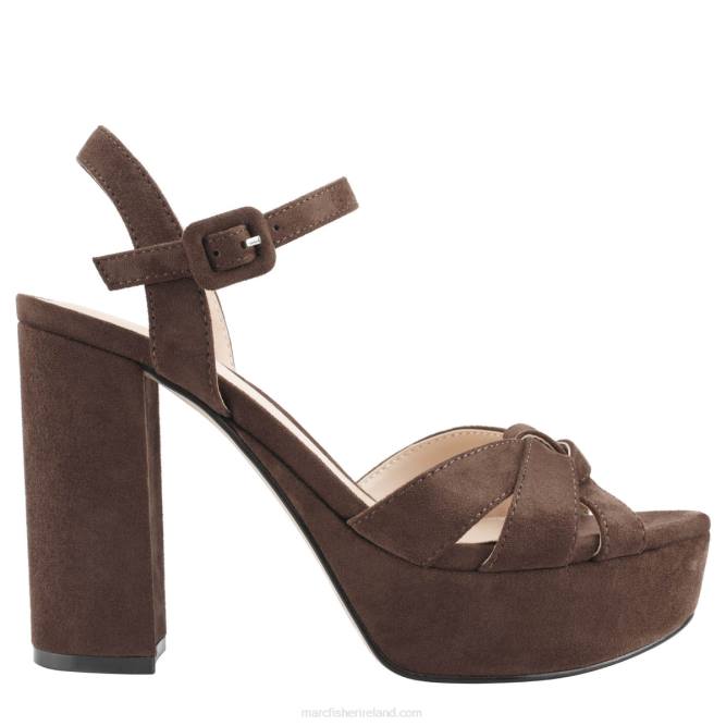 Brown Suede Damask Platform Sandal Marc Fisher Women L2XH589