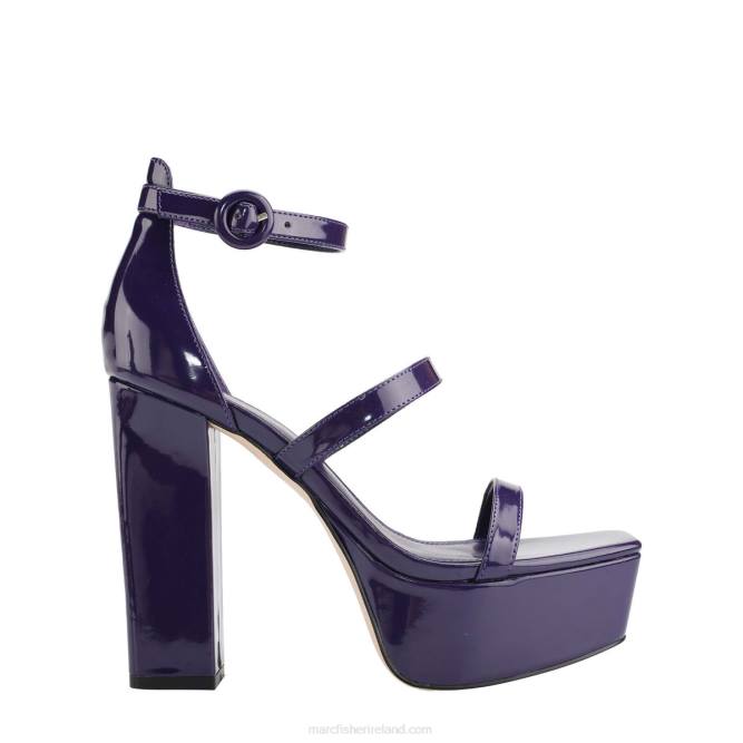 Dark Purple Patent Frita Ankle Strap Platform Sandal Marc Fisher Women L2XH587