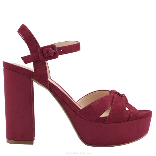 Red Suede Damask Platform Sandal Marc Fisher Women L2XH567