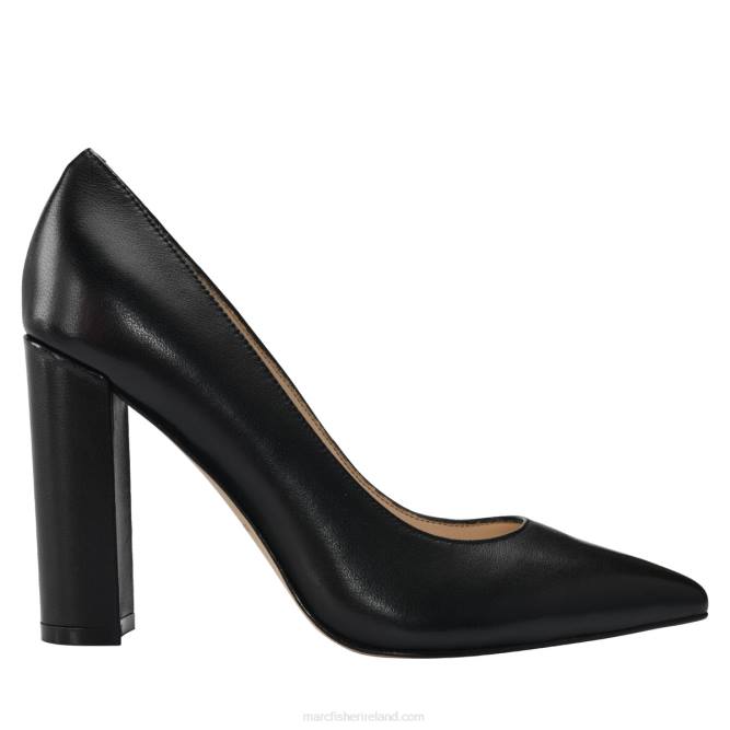 Black Leather Abilene Block Heel Pointy Toe Pump Marc Fisher Women L2XH595