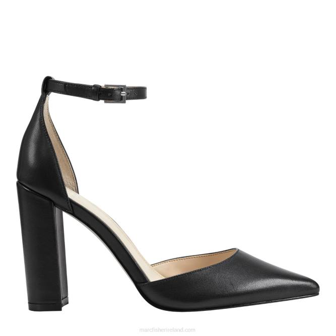Black Leather Arnette Ankle Strap Heel Marc Fisher Women L2XH334