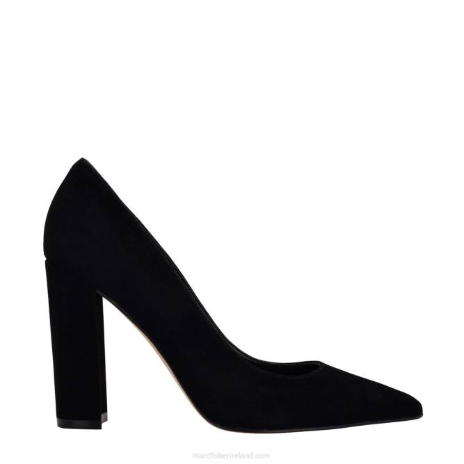 Black Suede Abilene Block Heel Pointy Toe Pump Marc Fisher Women L2XH596