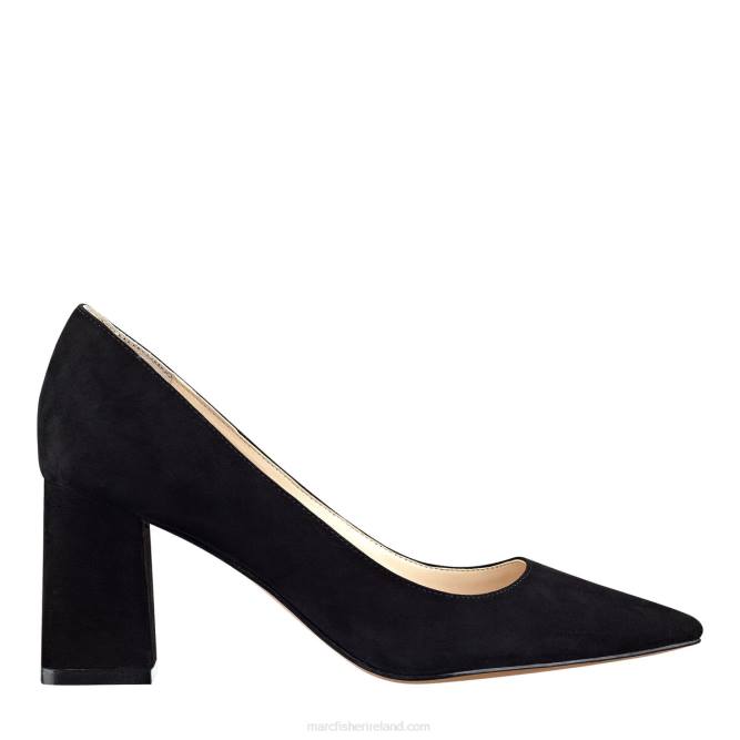 Black Suede Zala Block Heel Pointy Toe Pump Marc Fisher Women L2XH621