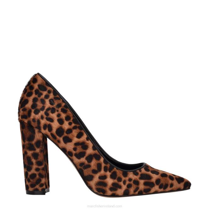 Brown/Leopard-Printed Calf Hair Abilene Block Heel Pointy Toe Pump Marc Fisher Women L2XH624