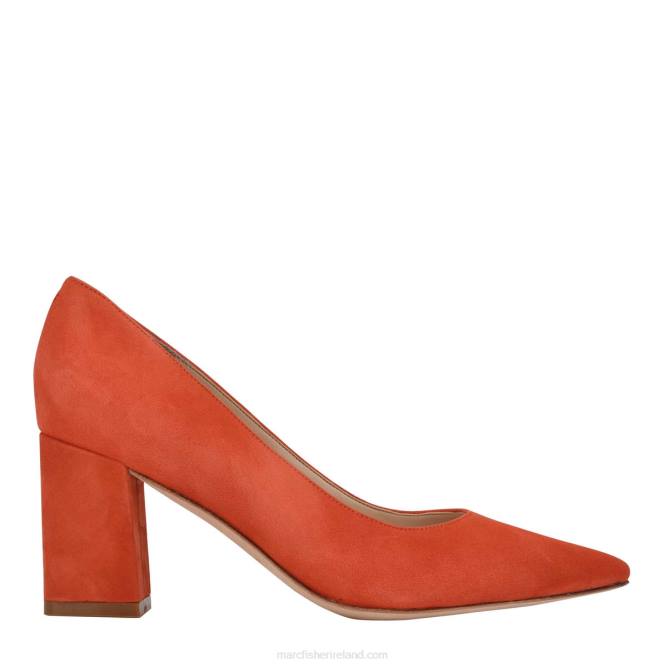 Burnt Orange Suede Zala Block Heel Pointy Toe Pump Marc Fisher Women L2XH687