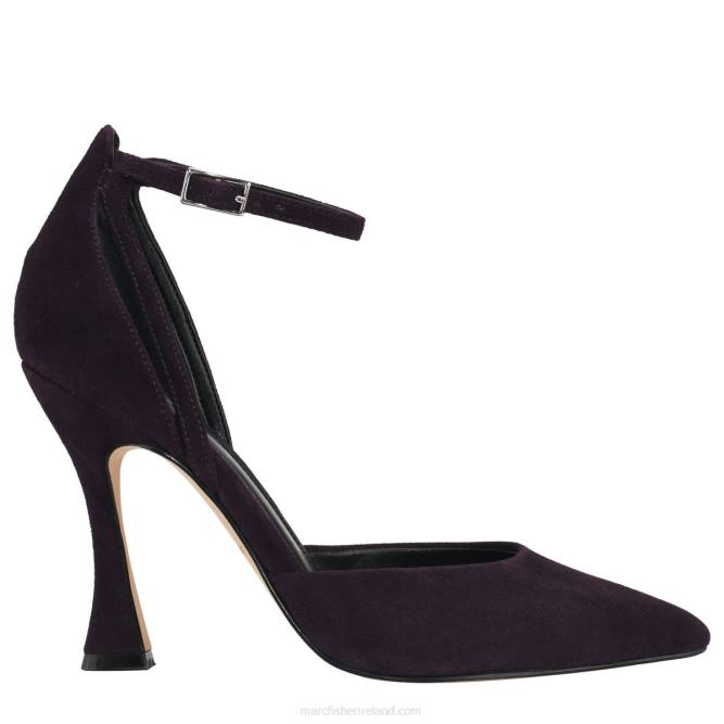 Dark Purple Suede Lynnie Ankle Strap Pump Marc Fisher Women L2XH678