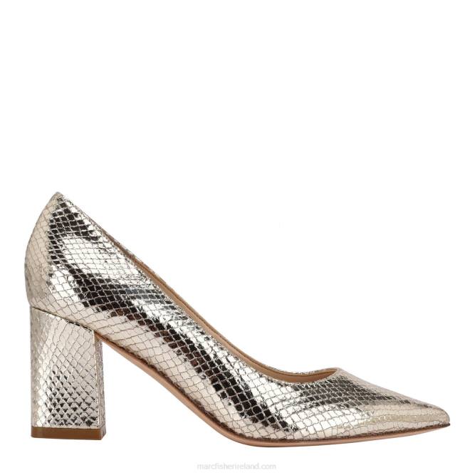 Gold Snake Suede Zala Block Heel Pointy Toe Pump Marc Fisher Women L2XH697