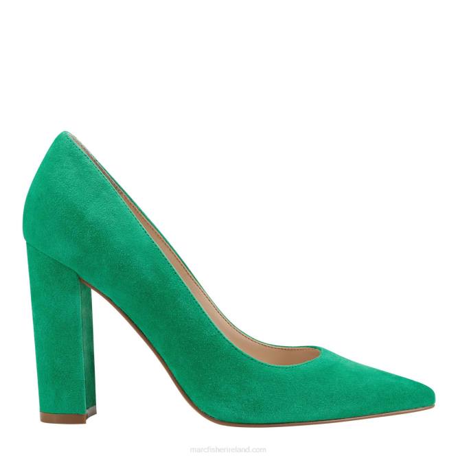 Green Suede Abilene Block Heel Pointy Toe Pump Marc Fisher Women L2XH668