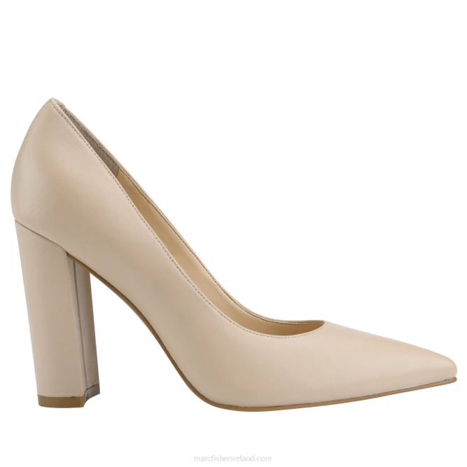Light Natural Leather Abilene Block Heel Pointy Toe Pump Marc Fisher Women L2XH629