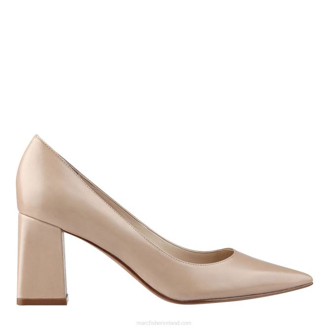 Light Natural Leather Zala Block Heel Pointy Toe Pump Marc Fisher Women L2XH609