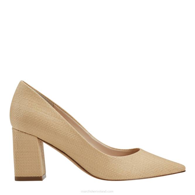 Natural Raffia Zala Block Heel Pointy Toe Pump Marc Fisher Women L2XH660