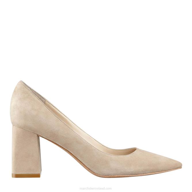 Natural Suede Zala Block Heel Pointy Toe Pump Marc Fisher Women L2XH613
