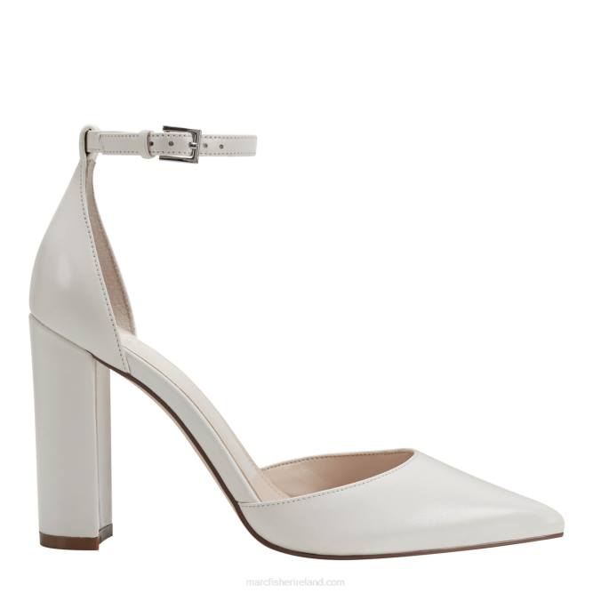 New Cream Leather Arnette Ankle Strap Heel Marc Fisher Women L2XH342