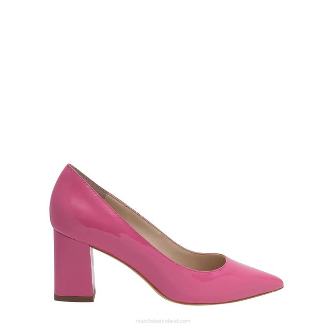 Pink Patent Leather Zala Block Heel Pointy Toe Pump Marc Fisher Women L2XH661