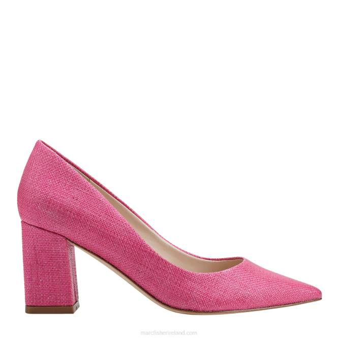 Pink Raffia Zala Block Heel Pointy Toe Pump Marc Fisher Women L2XH656