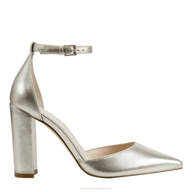 Platino Leather Arnette Ankle Strap Heel Marc Fisher Women L2XH348
