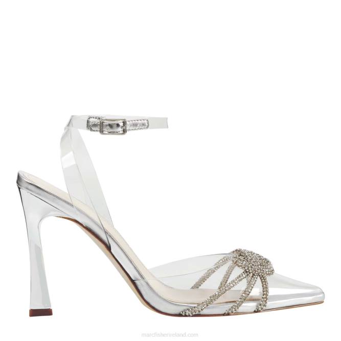 Silver/Clear Crystal Samira Ankle Wrap Pump Marc Fisher Women L2XH674