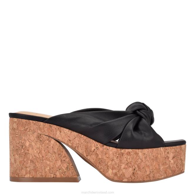 Black Arlee Block Heel Slip On Sandal Marc Fisher Women L2XH519