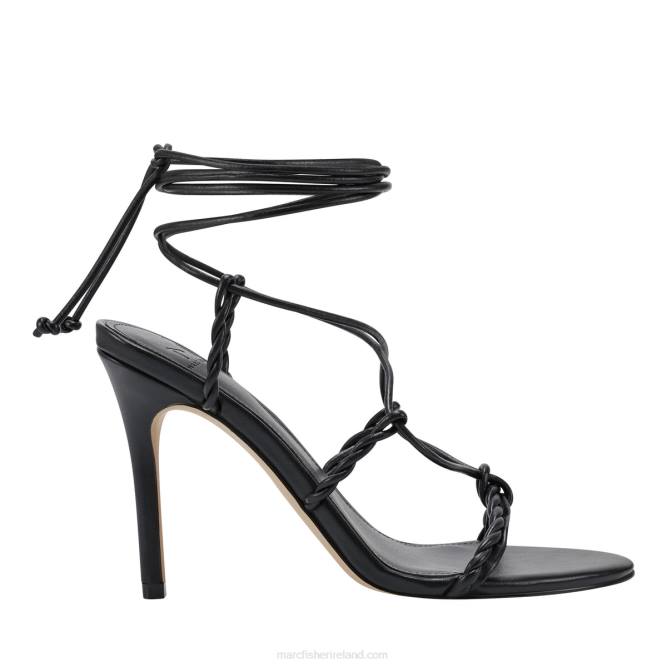 Black Bea Ankle Wrap Heeled Sandal Marc Fisher Women L2XH365
