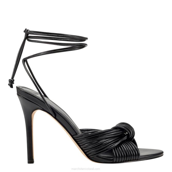Black Brista Ankle Wrap Heeled Sandal Marc Fisher Women L2XH353