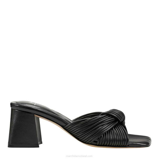 Black Leather Cherrie Heeled Slide Sandal Marc Fisher Women L2XH496