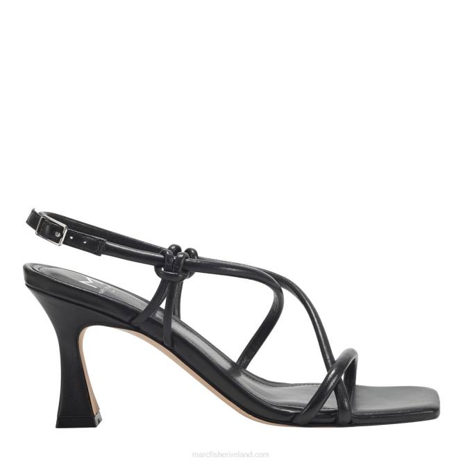 Black Leather Dayne Slingback Heeled Sandal Marc Fisher Women L2XH376