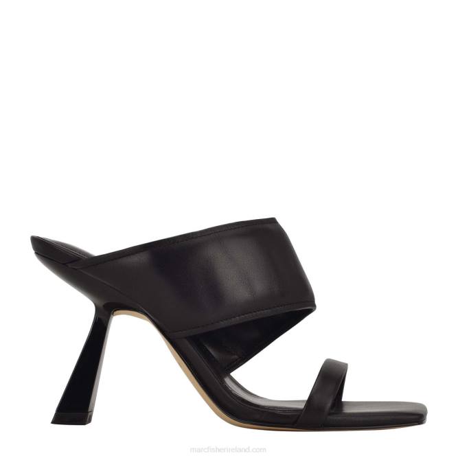 Black Leather Deann Square Toe Heeled Slide Marc Fisher Women L2XH539