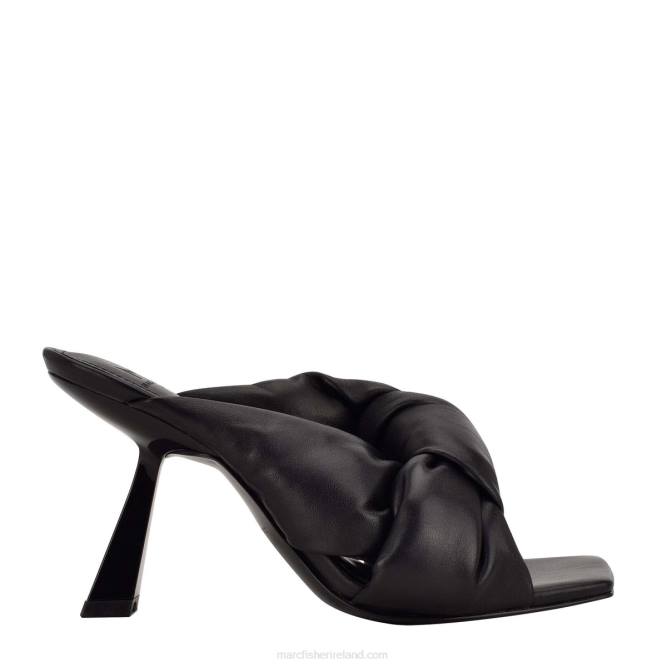Black Leather Dellian Heeled Sandal Marc Fisher Women L2XH529