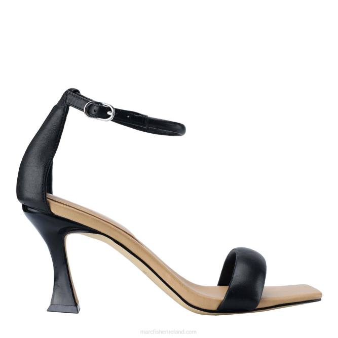 Black Leather Derine Heeled Sandal Marc Fisher Women L2XH385
