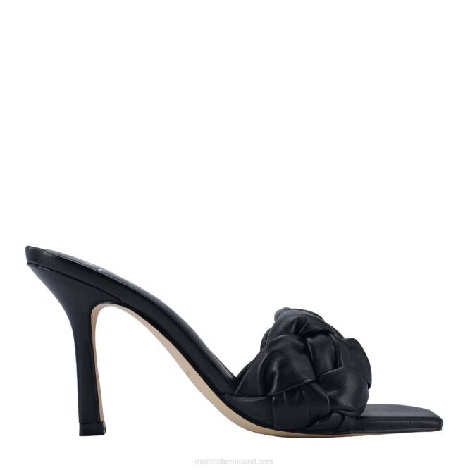 Black Leather Digana Square Toe Slide Marc Fisher Women L2XH512