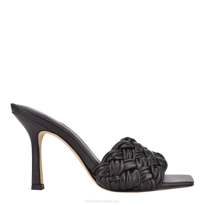 Black Leather Draya Square Toe Slide Marc Fisher Women L2XH504