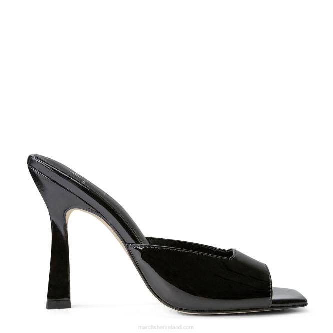 Black Patent Baber Heeled Slide Sandal Marc Fisher Women L2XH509