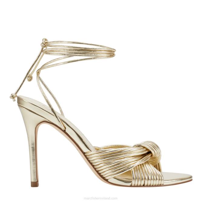 Gold Brista Ankle Wrap Heeled Sandal Marc Fisher Women L2XH377