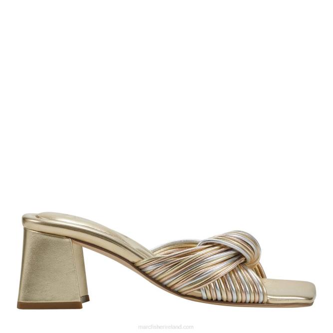 Gold Leather Cherrie Heeled Slide Sandal Marc Fisher Women L2XH498
