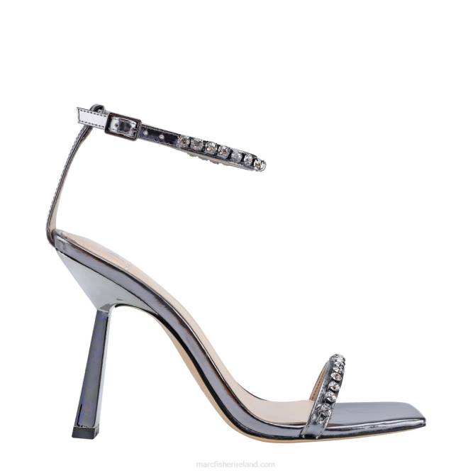 Grey Metallic Karima Heeled Sandals Marc Fisher Women L2XH420