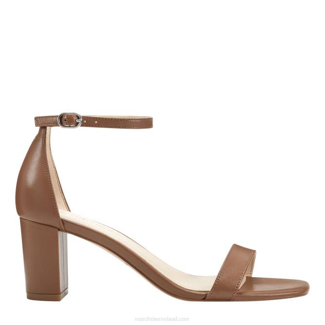 Light Brown Leather Jaron Ankle Strap Heeled Sandal Marc Fisher Women L2XH392