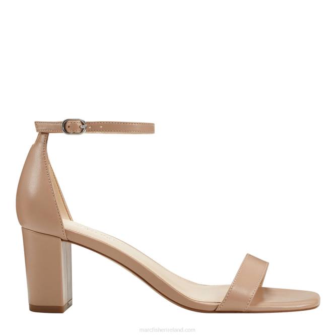 Light Natural Leather Jaron Ankle Strap Heeled Sandal Marc Fisher Women L2XH373