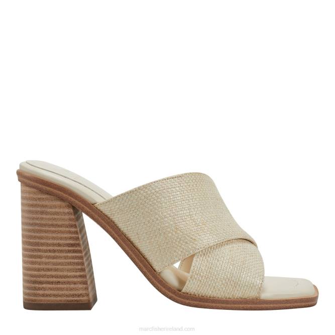 Light Natural Raffia Barli Heeled Slide Sandal Marc Fisher Women L2XH460