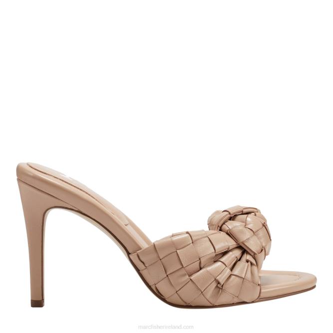 Light Sand Leather Janna Heeled Slide Sandal Marc Fisher Women L2XH458